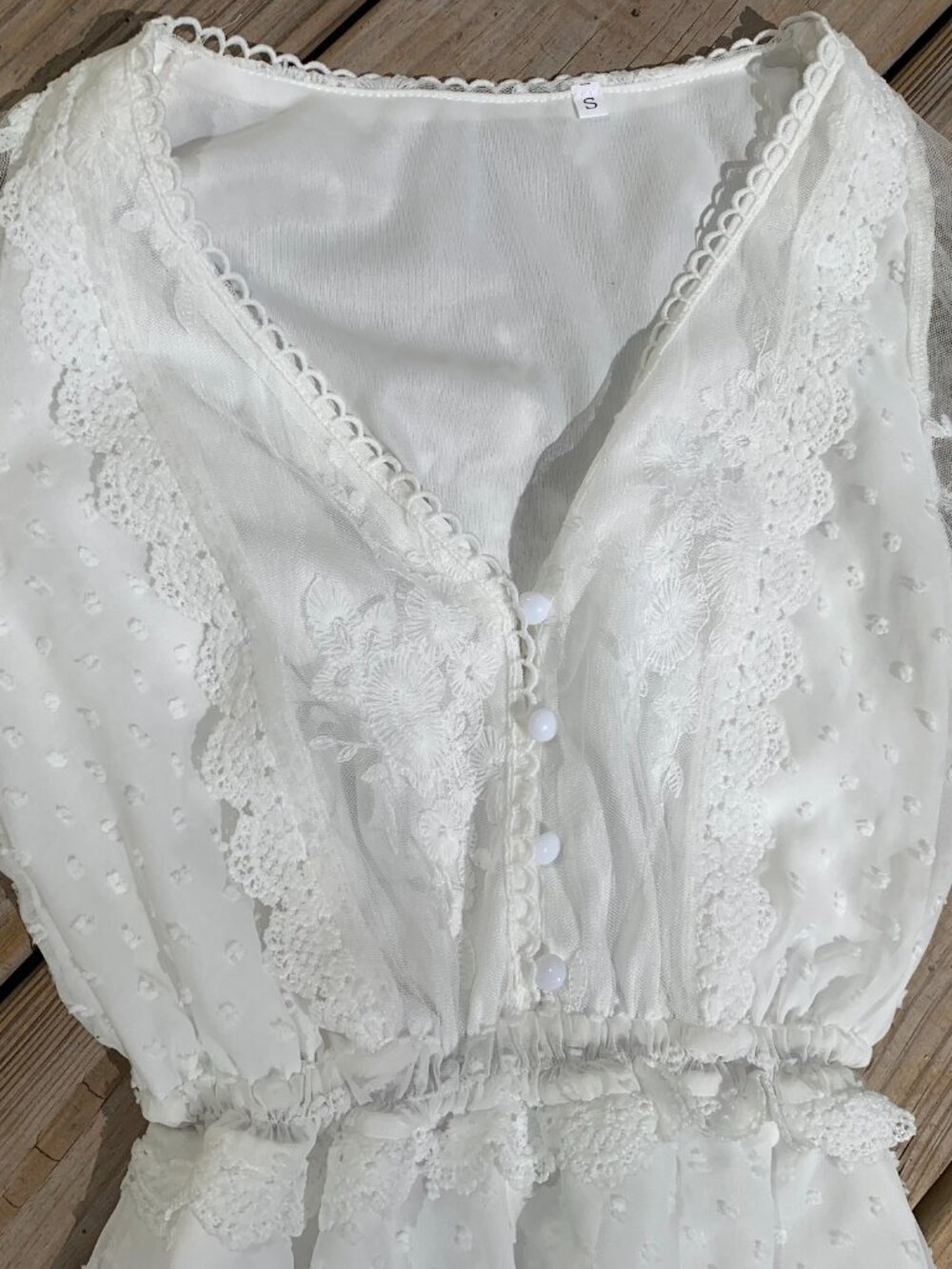 Vintage Boho Lace Wedding Dress Womens Small - Picture 4 of 16